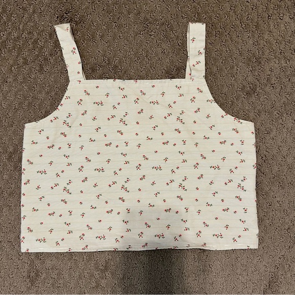 GB girls White and Red Floral Tank Top - Picture 1 of 5